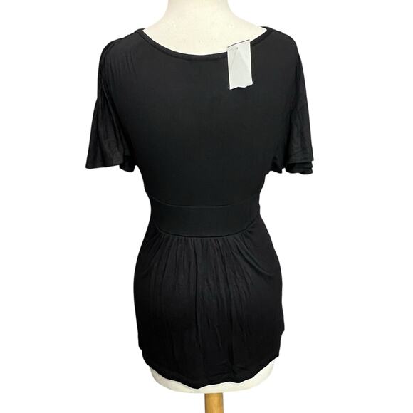 Soprano Y2K Babydoll Top Womens M Black Cold Shoulder Empire Flowy Whimsygoth - Picture 4 of 13